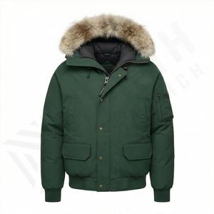 Chaqueta de plumas de ganso para hombre, estilo parka con capucha de piel, talla grande, abrigo largo acolchado para invierno, ropa exterior térmica a prueba de viento - Product Image 1
