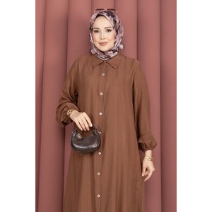 Camisa Túnica Holgada con Botones para Mujer, Viscosa Popelina, Estilo Occidental Simple, Disponible en Tallas XS a XL, para Oficina, Otoño y Primavera - Product Image 2