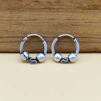 Boucles d'oreilles créoles en argent sterling 925 de style balinais vintage faites à la main conception en spirale diamant fêtes de mariage religieux cadeau parfait