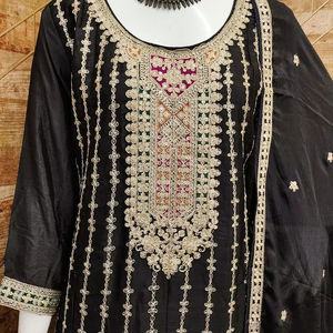 Designer indien pakistanais exclusif dernier Chinon tissu semi-cousu Salwar Kameez à la mode vêtements ethniques adultes occasions de mariée - Product Image 1