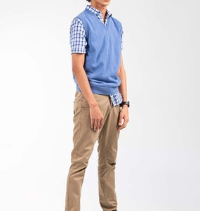 Pull en laine pour hommes haut de gamme pull de couleur unie respirant avec col en V et manches décontractées pull d'hiver de marque Offre Spéciale - Product Image 2