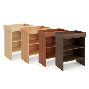 Table de chevet moderne en bois grainé avec étagère ouverte pour chambre d'appartement - Product Image 6