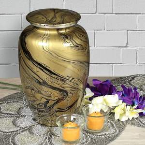 Urne funéraire en métal élégante pour les cendres humaines, urnes funéraires pour adultes en métal fabriquées à la main, fournitures en gros - Product Image 1