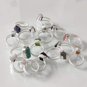 Rough Stone Jewelry Women's <b>Ring</b> Natural Ruby Emerald Tanzanite Lapis Quartz Gemstone Statement Jewelry 925 Sterling Silver <b>Ring</b> - Product Image 2