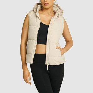 Haute qualité Polyester femmes court sans manches automne hiver doudoune respirant tissé impression personnalisée Logo en gros - Product Image 1