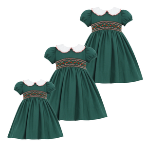 Robes Filles Fille Bonne Qualité Prince Bébé Robes de Noël Smockées Pour Enfants Vietnam Fabricant ODM OEM Manches Courtes Décontracté - Product Image 4