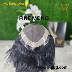 Fine R Mono 100% Peluca de cabello Remy indio para hombres Extensión de cabello de estilo recto rizado - Product Image 5