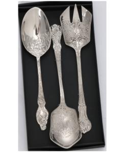 Juego de Cubiertos de Lujo con Relieve, Juego de Cubiertos de Acero Inoxidable Plateado de 3 Piezas con la Más Alta Calidad a Precio Económico al por Mayor - Product Image 3