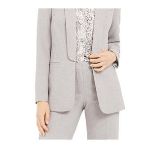 Blazer Aperto da Donna Calvin Klein, Grigio, Taglia 14, in Tessuto di Lana Vellutata, Chiusura Doppiopetto con Bottoni Ricamati - Product Image 3