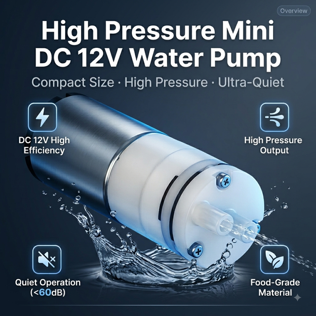 DC 12V High Pressure Micro Water Pump Quiet Electric Diaphragm Pump for Medical Coffee Machine Food Grade