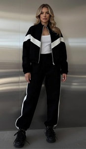 Nuevo Conjunto Deportivo Personalizado de 2 Piezas para Hombre, Chándal Elegante para Mujer, Conjunto de Jogger de Felpa, Ropa Deportiva Urbana, Sudadera con Cremallera y Paneles en Contraste - Product Image 2