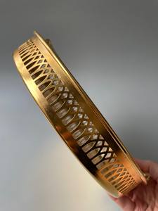 Plateau rond en métal, panier de service avec poignée, organisateur de rangement décoratif pour la maison, l'hôtel, le restaurant, cadeau de mariage, qualité durable - Product Image 4