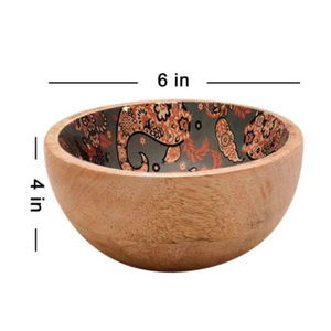 Tazón de comida redondo de madera y trabajo Meena de alta calidad con cucharas y tenedor Tazón Restaurante Hotel Ware Tazón de comida - Product Image 5