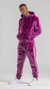 Conjunto Deportivo Informal de Terciopelo con Capucha y Cremallera Personalizada para Hombre, con Pantalones Deportivos de Felpa, Traje Deportivo de Peso Medio - Product Image 3