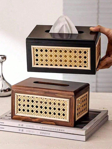 Porta Cajas de Pañuelos Clásico de Madera Maciza Natural, Diseño Artesanal, Decoración Ecológica para el Hogar y Hoteles, SANIYA HANDICRAFT - Product Image 2