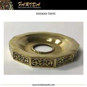Bandeja de narguile de latón macizo de calidad superior Farida al por mayor estilo egipcio único con borde floral accesorio de lujo Shisha en caja - Product Image 5