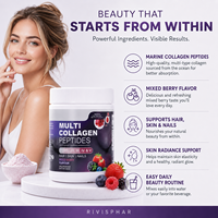 Poudre de peptides de collagène multi-fruits rouges OEM 281g – Complément beauté pour adultes pour cheveux, peau, ongles et éclat cutané
