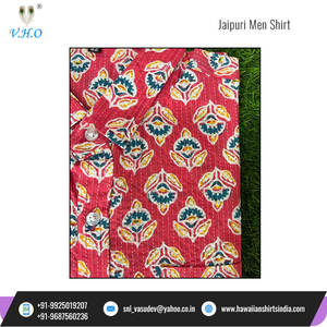 Jaipuri เสื้อเชิ้ตผ้าฝ้ายพิมพ์ลายด้วยมือของผู้ชายเสื้ออินเดียขนาดพิเศษ - Product Image 2