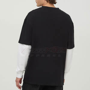 Couches Look t-shirt hommes Double manches longues à la mode 100% coton haut Streetwear hommes Double manches longues t-shirt - Product Image 4