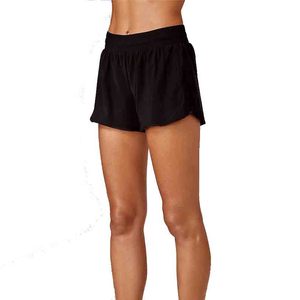 Women's High Waist Black Knitted Sport Shorts Breathable Elastic Waist Regular Fit Solid Color Yoga Running Fitness Wear - Product Image 1