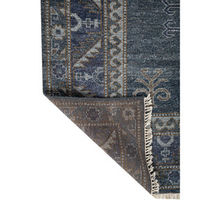 Tapis en laine noués à la main Erbe Blue, motifs rectangulaires et abstraits pour la maison - Rgs-1276 - Product Image 5