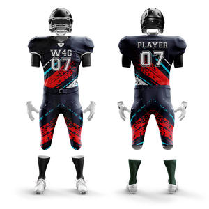 Ensemble de maillots et shorts de football américain pour hommes W4G, 100% polyester, antibactérien, anti-UV, respirant, séchage rapide, taille plus, logo personnalisé - Product Image 6