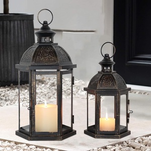 Ensemble 2 grandes lanternes de Noël d'intérieur et d'extérieur de style vintage au design moderne suspendues pour la maison directement en usine - Product Image 1