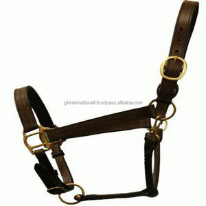 Licou de cheval en cuir de Havana marron à Double couture dans toutes les tailles personnalisées avec accessoires réglables en laiton solide, vente en gros - Product Image 2
