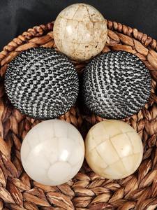 Décoration murale en mosaïque de résine et de nacre, style Art déco abstrait, boule de paysage ronde en acier inoxydable - Product Image 2