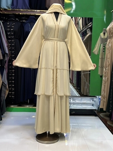 Best selling Umbrella Abaya Stone Work Handmade Sequined Arabic Dubai Style Full Flare Nida Fabric Evening Party Dress - Product Image 5