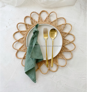 Handmade Eco-friendly <b>Round</b> <b>Placemats</b> Set of 6 Woven Natural Water Hyacinth <b>Placemats</b> for Dining - Product Image 3