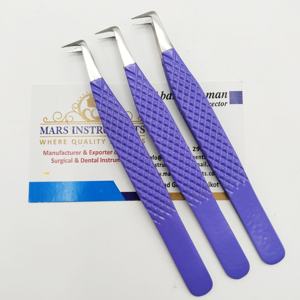 Pince à épiler d'extension de cils de style botte violet durable 90 pointe pointue en acier inoxydable à revêtement de couleur pour les artistes de cils - Product Image 4