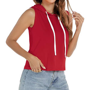 Vente en gros été sans manches Gym Workout sweats à capuche athlétiques vierges sweat à capuche sans manches pour femmes - Product Image 5