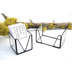 Nouveau plus meilleure qualité en gros Style Design cadeau pentagramme cadre en métal forme de rectangle verre transparent porte-carte de visite - Product Image 1