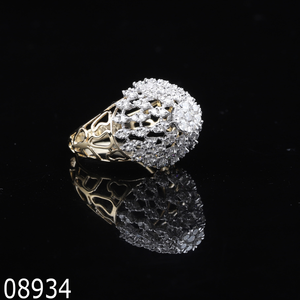 Vintage Diamond Cluster Cocktail Ring Women's 18K Two Tone Gold Party Gift 14K Rose Gold Lab Grown for Certified Brilliant Cut - Product Image 1