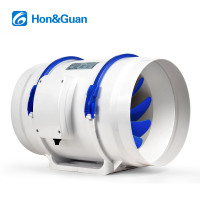 Ventilateur de conduit en ligne à flux mixte électrique Hon&Guan de 8 pouces avec roulements à billes, mural, autoportant, 220V, pales en plastique, restaurant OEM/ODM