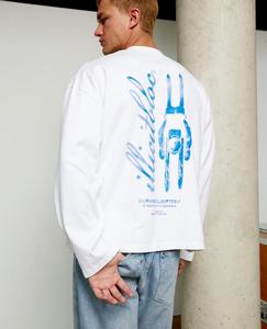 Manches longues lourd 200 grammes coton Vintage surdimensionné imprimé graphique grande taille Streetwear Hip Hop solide blanc Streetwear - Product Image 1