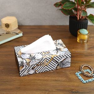 Caja de pañuelos de algodón hecha a mano de calidad de exportación MDF ecológico con diseño de impresión de bloque Regalo de vida sostenible de HF Crafts - Product Image 1