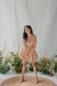 Robe longue indienne faite à la main pour femmes Style bohème imprimé floral décontracté encolure bateau grande taille longue longueur Midi - Product Image 3