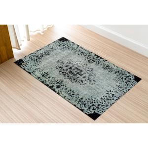 Tapis ethnique persan, tapis antidérapant noir à motifs médaillon, tapis imprimé, tapis fin non tissé - Product Image 4