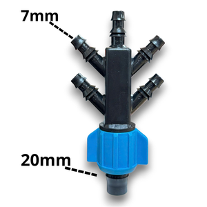 Connecteur Répartiteur de Tuyau d'Arrosage 5 Voies, Raccord Canne 10/12mm, Diamètre 16mm, en Plastique Vierge, pour Irrigation Agricole, Pression 1-4 bars - Product Image 2