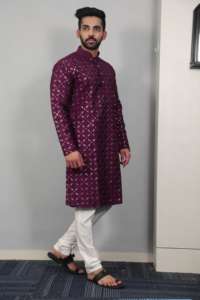 Ropa y Accesorios Tradicionales Musulmanes, Sherwani de Seda para Niños - Product Image 5