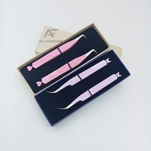 แหนบต่อขนตาสแตนเลสสีชมพูปลายแหลมดีไซน์รูปหัวใจผีเสื้อ - Product Image 1