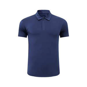Polo de algodón de secado rápido con logotipo bordado al por mayor, Polo informal de manga corta de color liso - Product Image 3