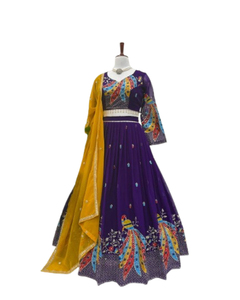 Women's Traditional Indian & Pakistani 3-Piece <b>Lengha</b> Choli Plazzo Ready-to-Wear Top for Spring Weddings & Parties Party Wear - Product Image 1