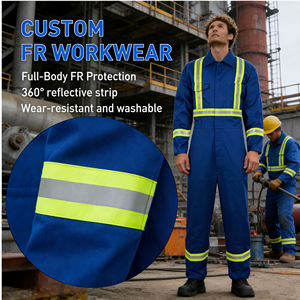 Wholesale <strong>Custom</strong> Blue Workers Reflective Overall Safety Hi Vis Clothing Workwear Flame Retardant Coverall - Product Image 1