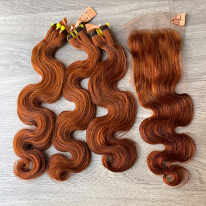 Extensiones de Cabello Virgen con Frente de Encaje, Largas, HD, Doble Trama, Vietnamitas, Color Marrón Miel y Jengibre, Onduladas, 250% de Densidad, Opciones Multicolor - Product Image 4