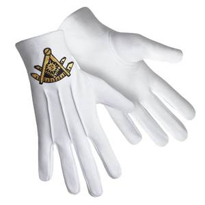 Past Master Blue Lodge California Regulación Guantes Algodón puro Emblema dorado 2025 Masonic Regalia Freemasons Guantes OEM con servicio - Product Image 6