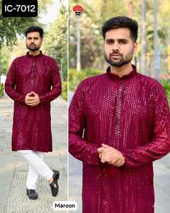 Indian <b>Men's</b> Wear Traditional Ready to Wear Fancy Kurta with Embroidery and Sequence Work <b>Mens</b> Wear Kurta with Wholesale Price - Product Image 3