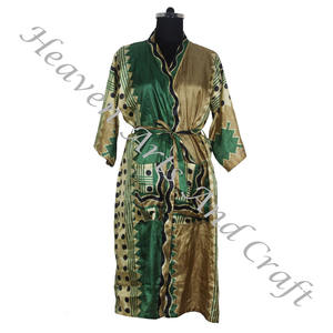 Kimono de seda bohemio KL003, bata larga, ropa de verano, Bikini, cubierta de seda, venta al por mayor, Kimono de seda Vintage Sari largo - Product Image 1